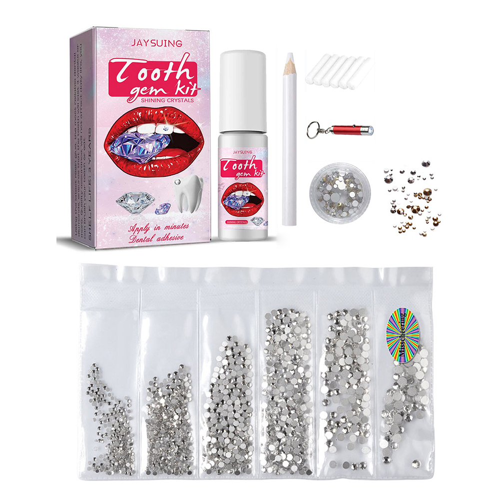 Smrinog 35Pcs Tooth Gem Kit with Curing Light and Glue, 1.5mm3.8mm