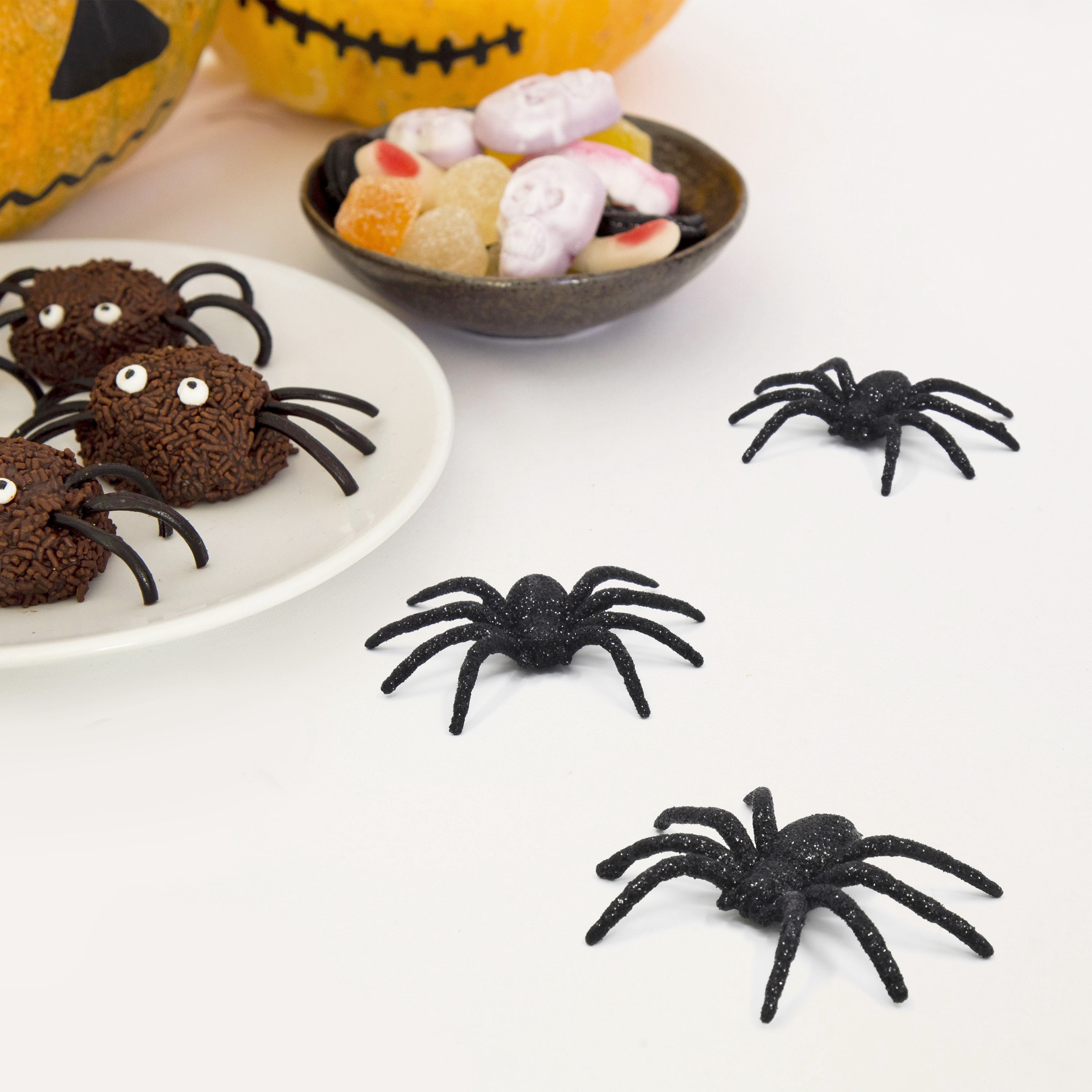 Glitter Spiders Decorations, Black, 8 Count, Halloween by Way To Celebrate
