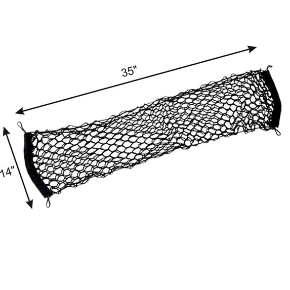 Universal Premium Storage Trunk Cargo Net 35 X14 Inch Stretchable with Hooks and Mounting Hardware kit
