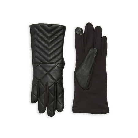 Quilted Leather-Paneled Gloves (Best Womens Ski Gloves 2019)