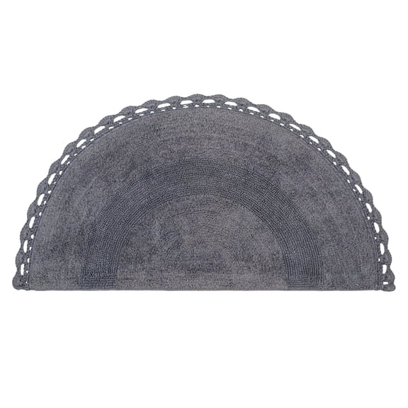 Savi Home Half Moon Bohemian Bathroom Rug – 100% Cotton Handwoven Crochet Mat 22x42", Charcoal Grey
