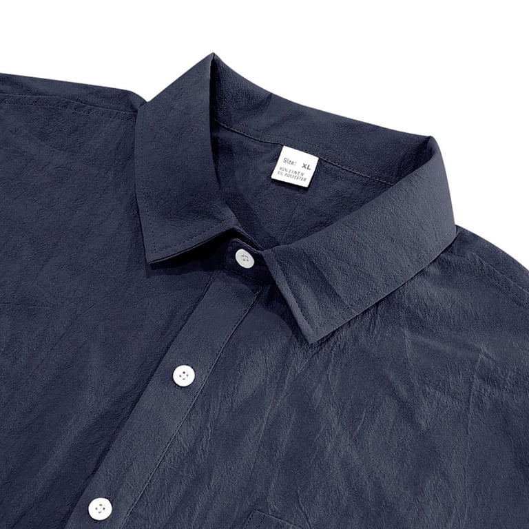 Navy Man Plain T Shirts Tee Tops for Man Short Sleeve Collared