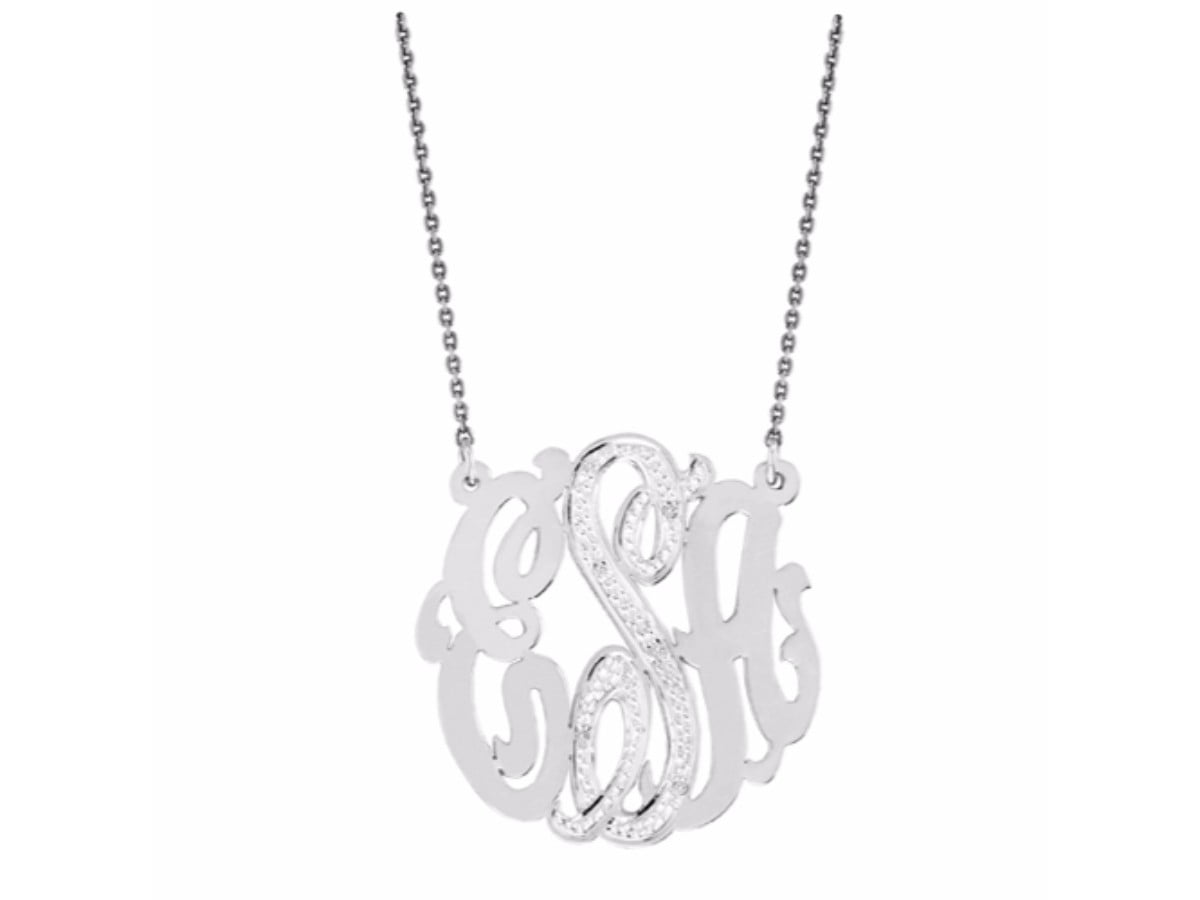 monogram white gold diamond necklaces