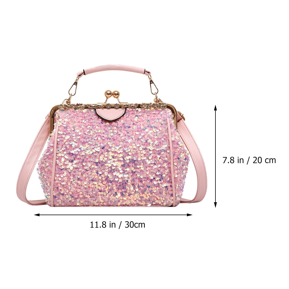 GOOHOCHY 1Pc Pink Pu Single Shoulder Bag Women Crossbody Sling Bag Fashionable For Beach Party 9.82X7.86X3.14in