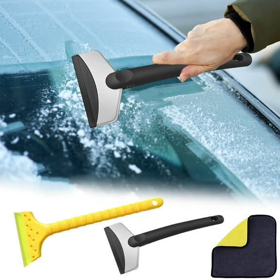 cpengpj Heavy-Duty Car Snow Scraper and Ice Shovel Set with Coral Fleece Towel - Plastic Winter Car Cleaning Kit, 2-Piece Snow Shovels Long Handle Ice Removal Tool for Vehicles