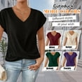 thumbnail image 4 of Cuteduck Womens Tops V-Neck Twist Front Rolled-Up Sleeves Casual Shirts S-XXL, 4 of 5