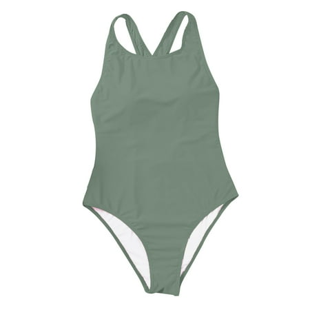 SEMIMAY Solid Color Sleeveless Swimsuit Simple Back Covering The Belly And Looking Thin And Swimsuit With Chest Pad Skinny Bikini
