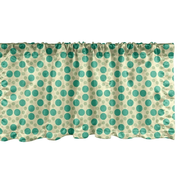 Ambesonne Art Deco Window Valance, Retro Scattered Circles, 42" x 12", Sea Green Pale Yellow