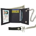 thumbnail image 3 of Black Mens Leather Biker's Chain Trifold Wallet Trucker Motorcycle, 3 of 8