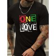 thumbnail image 2 of 1 pc, 100% cotton T-shirt, ONE LOVE Letter Graphic Print Men's Creative Top, Casual Short Sleeve Crew Neck T-shirt, Men's Clothing For Summer Outdoor, 2 of 10