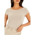 thumbnail image 1 of Gupgi Women Backless T-Shirts Summer Short Sleeve Solid Slim Fit Crop Top Basic Tees, 1 of 8