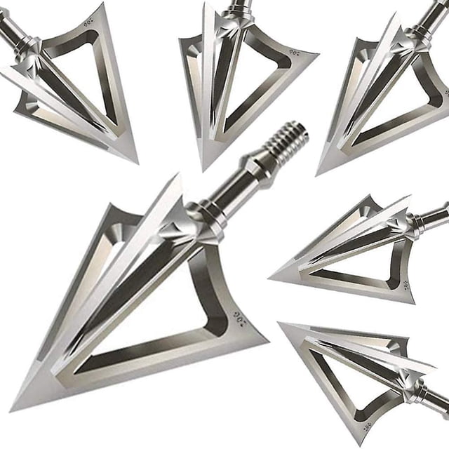6 Er, 100 Granos, puntas de flecha de caza, ballesta, flechas de arco, flechas de arco con 3 cuchillas, 430, tornillo de acero inoxidable, tiro con arco, tiro con arco, caza Feliz Sencillez