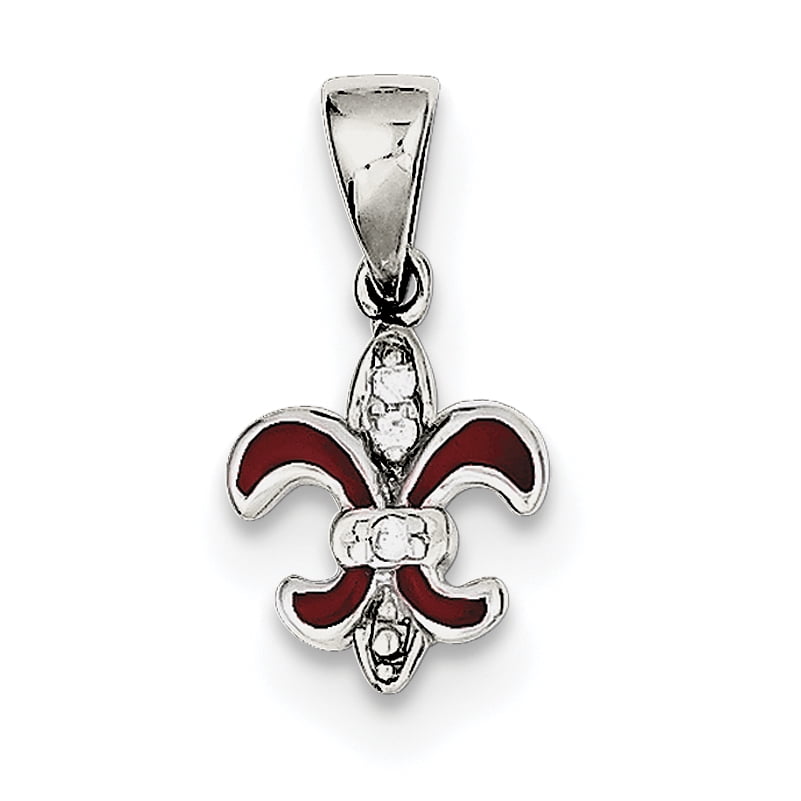 Fleur-De-Lis Pendant in Sterling Silver with CZ Accents Fleur-De-Lis Pendant in Sterling Silver with CZ Accents
