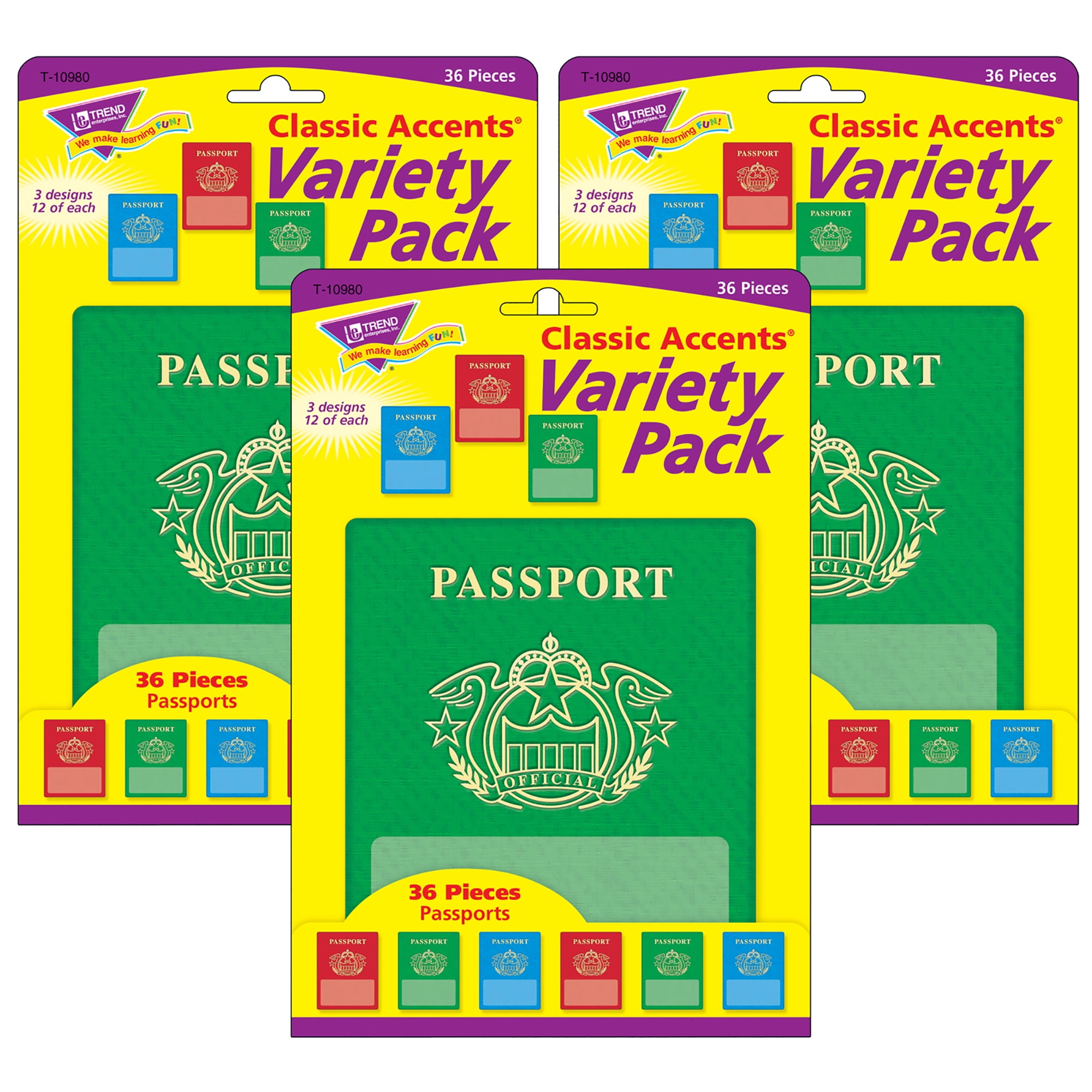 TREND Passports Classic Accents Variety Pack, 108 Pieces