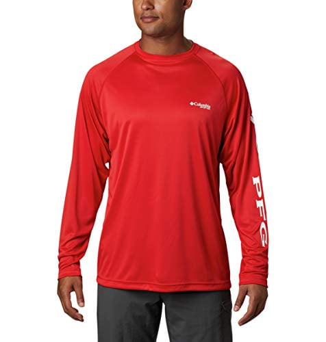 Columbia Men's Terminal Tackle Long Sleeve Shirt, Red Spark/White 