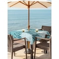 thumbnail image 3 of Outdoor Tablecloth with Umbrella Hole for Patio/Picnic/Party/Camping, Teal Palm Leaves Waterproof Table Cloth Square Cover Washable, Summer Botanical Tropical Leaf (54"x 54"), 3 of 9