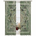 thumbnail image 2 of Teal Boho Semi Sheer Window Curtains 84 Inches Long, Ehtnic Modern Geometric Abstract Art Rod Pocket Voile Silky Chiffon Curtain Light Filtering Drapes for Living Room, Kitchen, 52"x84", 2 Panels, 2 of 9