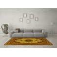 thumbnail image 3 of Ahgly Company Machine Washable Indoor Square Medallion Yellow Traditional Area Rugs, 8' Square, 3 of 4