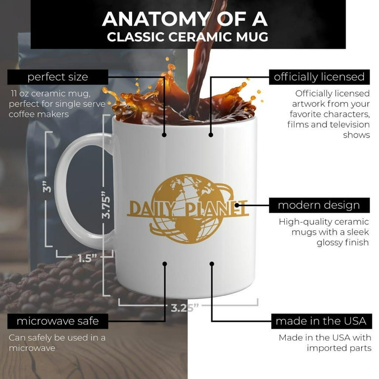 Superman The Man Of Steel - Taza De Café De Cerámica, Tazas De Regalo Novedosas Para Café, Té Y Bebidas Calientes, 11 Onzas, Color Blanco