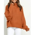 thumbnail image 2 of YAZI Women's Turtleneck Batwing Sleeve Loose Oversized Chunky Knitted Pullover Sweater Jumper Tops, 2 of 15