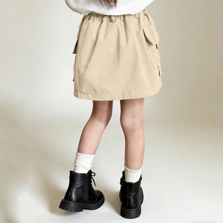 Miluxas Girl's Mini Cargo Skirt, Low Rise Cargo Skirt Button