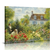 COMIO Monet Canvas Wall Art Print - Garden at Argenteuil Poster - Oil Painting Reproduction - Landscape Picture Cool Wall Decor for Living Room Office 20x16in