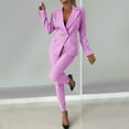 thumbnail image 5 of Jinhomg Dressy Business Outfits for Women Open Front Notched Neck Blazers with Slim Straight Pants 2 Piece Summer Office Suit Sets Pink S, 5 of 9