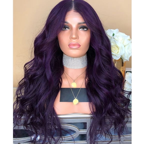 UTOURS Brazilian Virgin Hair Full Lace Cap Band Human Hair Wigs For Black Women 70CM Natural Purple Party Wig Female Long Cur