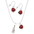 thumbnail image 1 of Delight Jewelry Silvertone Guitar Red Lucky Ladybug Necklace and Dangle Earrings Set, 1 of 6