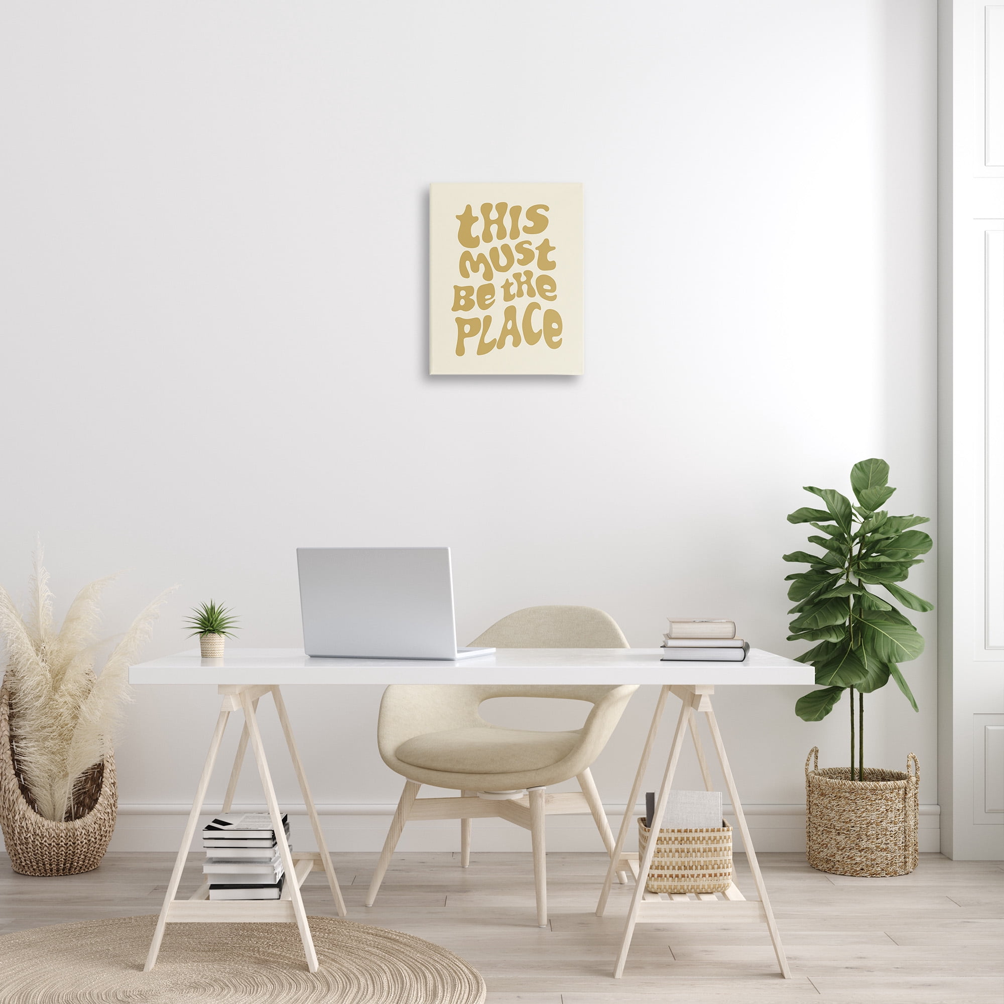 Stupell Industries Must Be The Place Typography Painting Gallery Wrapped Canvas Art Print Wall Art, 16 x 20