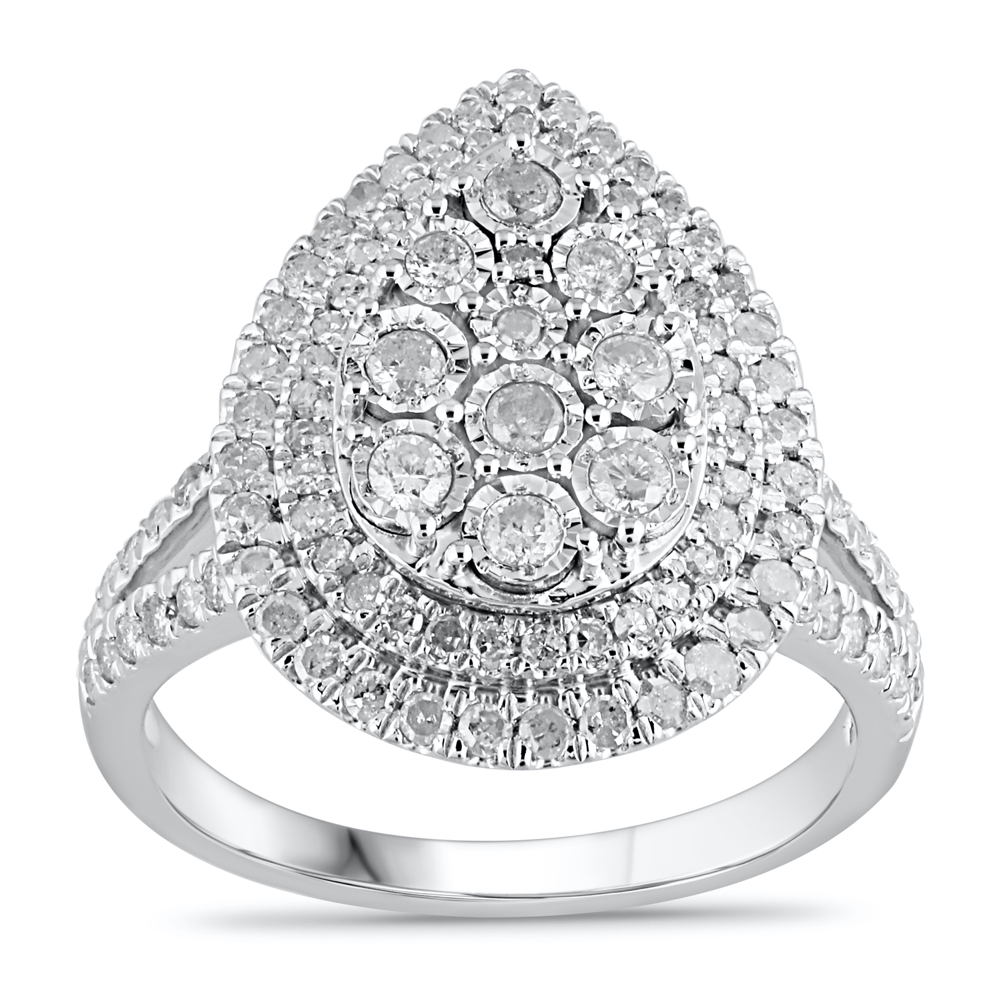 Brilliance Fine Jewelry 10k White Gold 1 Ct.T.W. Diamond Pear Cluster