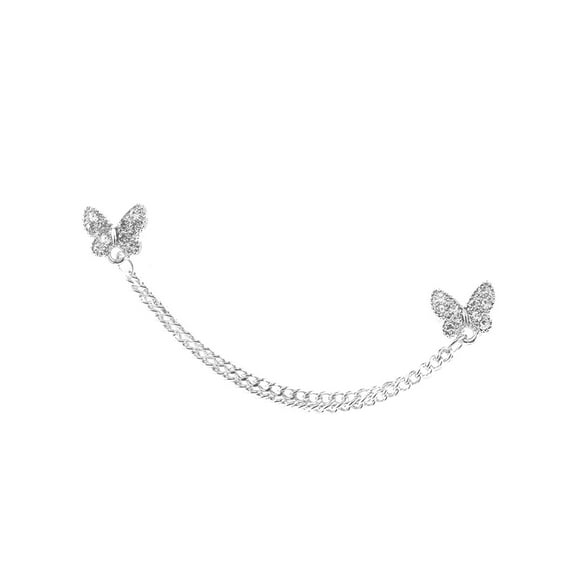 Butterfly Clips Unique Design Butterfly Studded Diamond Earrings Chain Butterfly Ear Clip