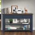 thumbnail image 2 of Tcbosik Console Table with Open Shelves and 3 Storage Drawers, Farmhouse Sofa Table, Accent Table for Entryway, Hallway, Foyer, Living Room, Space Saving, Navy Blue, 2 of 11
