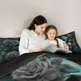 thumbnail image 5 of Homewish Anniversary Grey Rose Full Size Comforter Sets, Skeleton Skull Bedding Comforter Set, Gothic Romantic Theme Reversible Bedding Sets, Lightweight Room Decor, 3 Pieces, 5 of 8