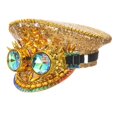 thumbnail image 3 of Sombrero de copa plana con diamantes de imitación para mujer, gorra con visera y purpurina, sombrero de discoteca moderno. Oro, 3 of 9