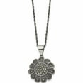 thumbnail image 3 of Stainless Steel Antiqued And Polished Marcasite Flower 20In Necklace Made In China -Jewelry By Sweet Pea, 3 of 8
