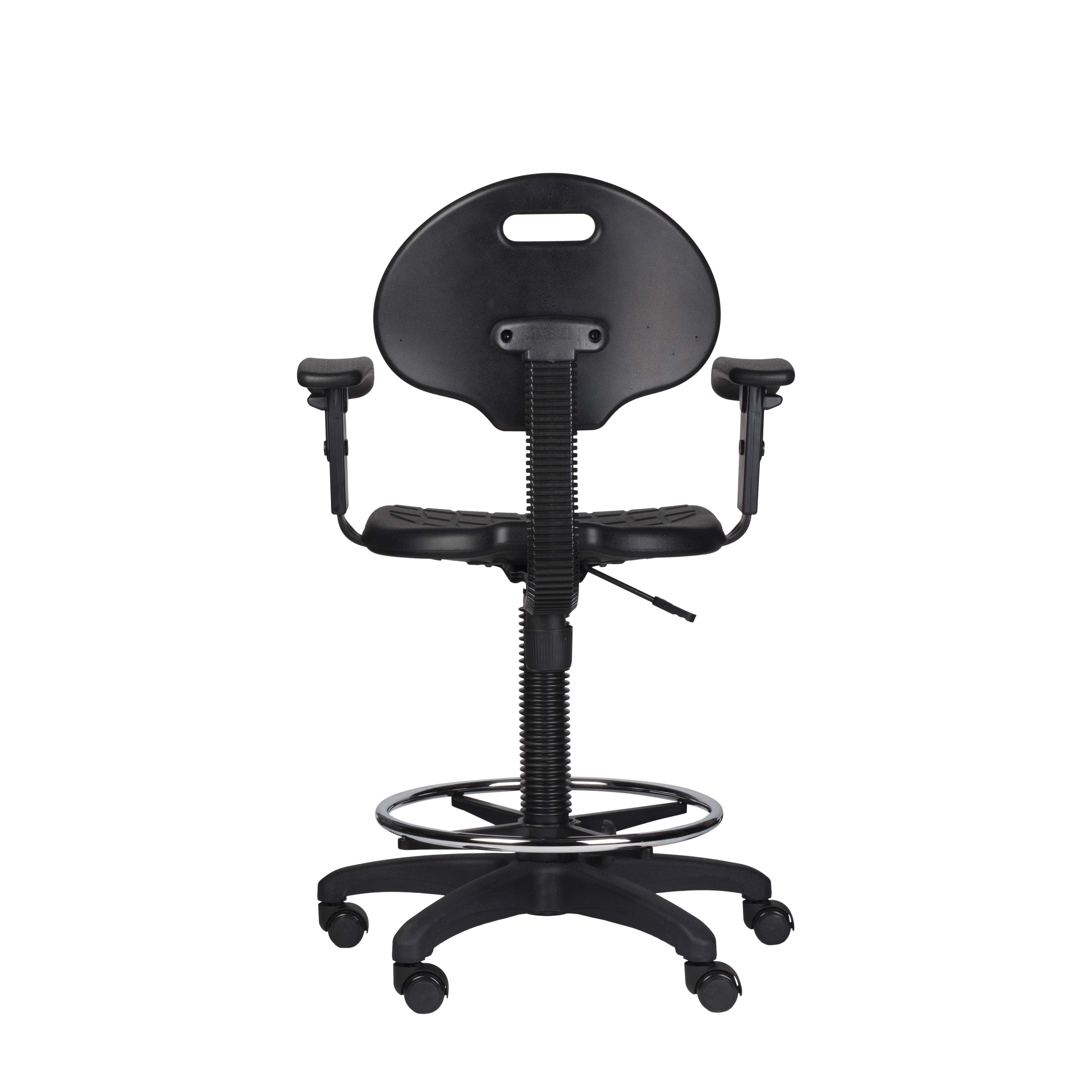 Hampden Furnishings Romulus Collection 22-32" Rolling Task Chair with Armrest, Black
