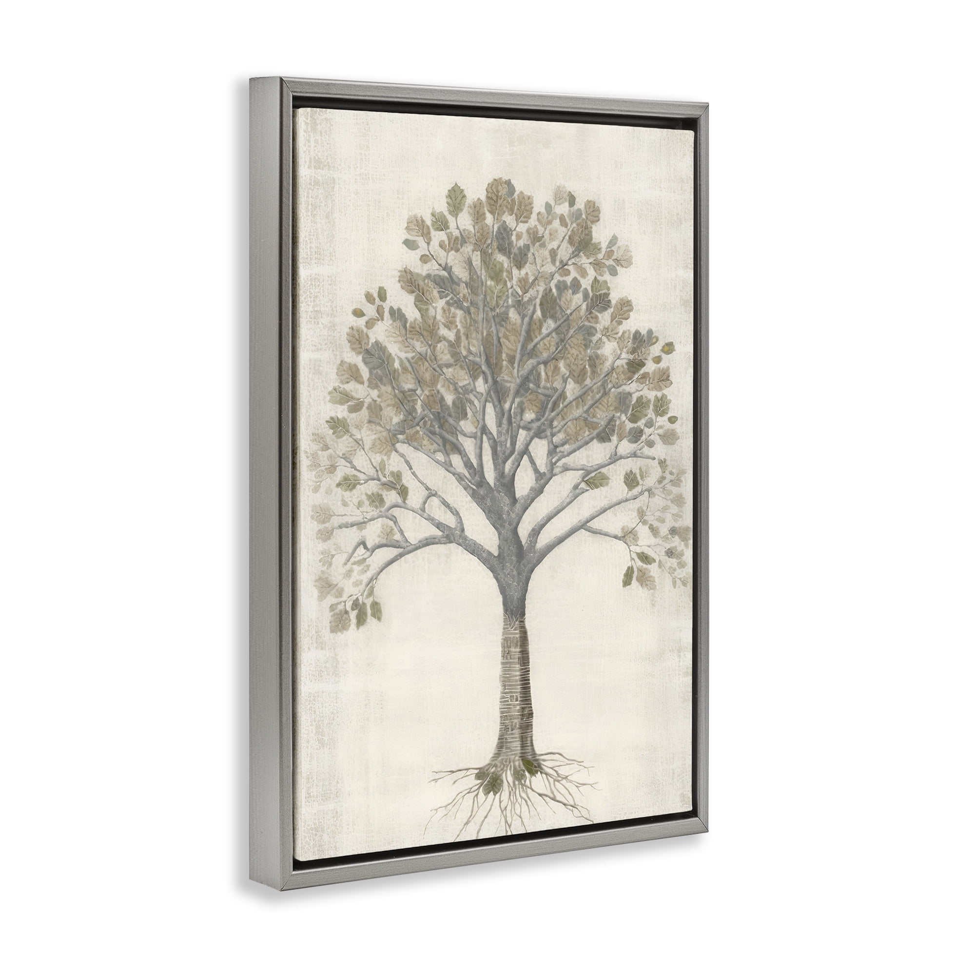 Stupell Industries Wise Tree Impression Botanical & Floral Drawing Gray Floater Framed Canvas Art Print Wall Art, 21 x 31