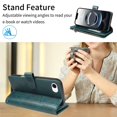 thumbnail image 6 of For Apple iPhone 17e Orchid Pattern Wallet Case, 9 Card Slots Zipper Pocket, Detachable Wrist & Shoulder Strap, Magnetic Shockproof Protective Phone Case,Green,For iPhone 17e, 6 of 9