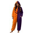 thumbnail image 3 of LILIYA Halloween ONESIE, Unisex Hooded Jumpsuit, Color Block Plush Loungewear with Front Pockets, Relaxed Fit 1-Piece Bodysuit, Cozy Holiday Sleepwear for Couples, 3 of 6