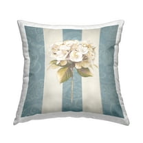 Stupell Industries Hydrangea Sprig on Stripes Decorative Printed Throw Pillow Design by Patricia Pinto.