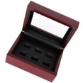 thumbnail image 4 of Colección de interiores de cuero de campeonato de madera con tapa de vidrio de 2 a 6 agujeros para joyería Vino tinto de 6 hoyos, 4 of 4