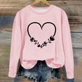 thumbnail image 2 of Women's Casual Crew Neck Graphic Sweatshirts Love Heart Print Long Sleeve Cute Tops Teens Girls Casual Spring T Shirts(Pink,XL), 2 of 5