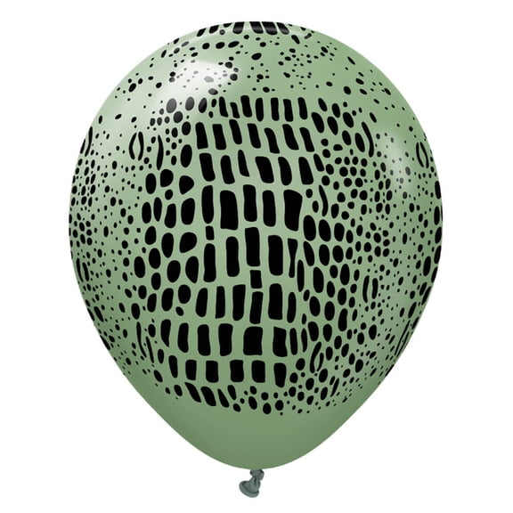 12 inch Kalisan Safari Crocodile - Eucalyptus W/ Black Ink Latex Balloons (25 Pack) - Party Supplies Decorations