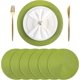 thumbnail image 1 of Placemats, Round Placemats Set of 6, Round Table Mats for Indoor and Outdoor Dining Table, Washable Woven Non-Slip Placemats,15 inch (Lime Green), 1 of 4