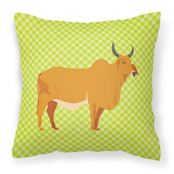 Carolines Treasures BB7651PW1414 Zebu Indicine Cow Green Fabric Decorative Pillow, 14 x 14 in.