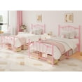 thumbnail image 3 of Metal Platform Twin Bed Frame Mattress Foundation with Iron-Art Sweat Heart Headboard & Footboard/Firm Support & Easy Set up Structure, Pink, 3 of 9