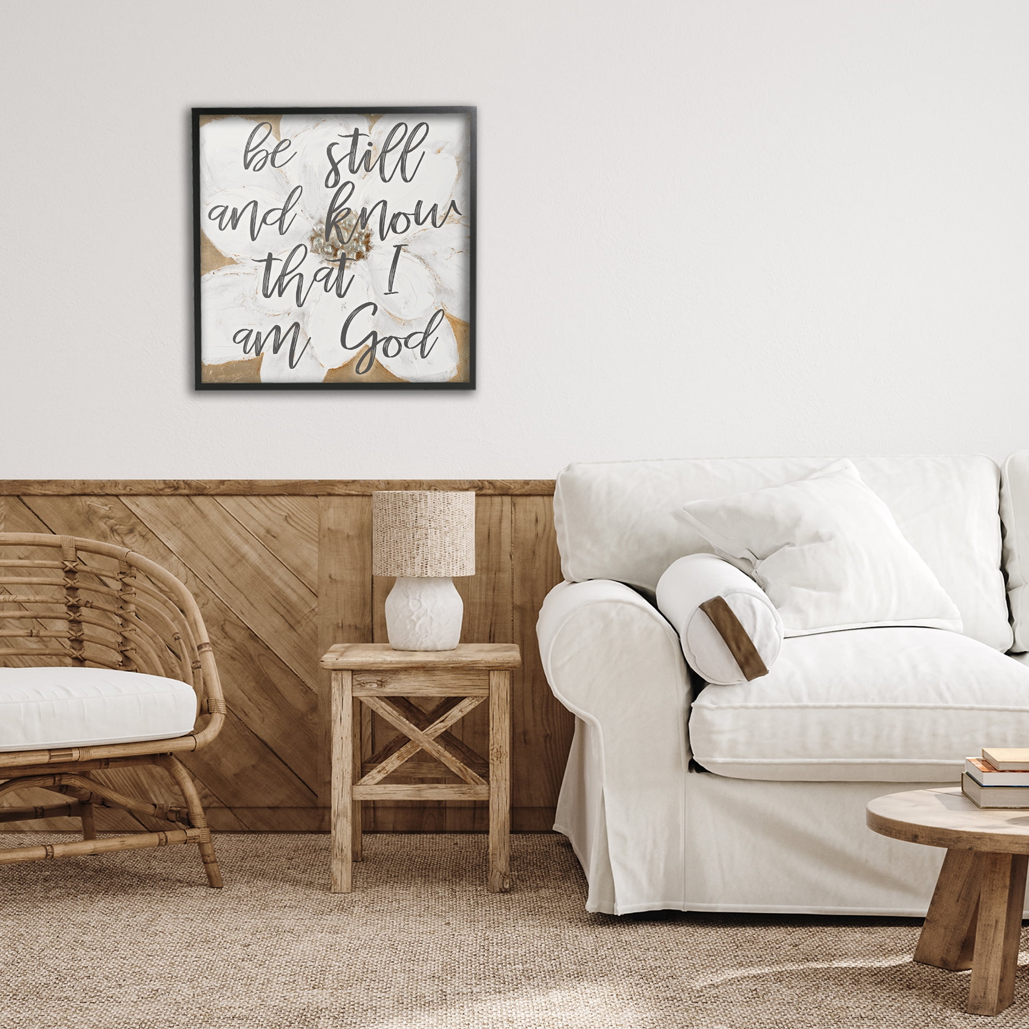 Stupell Industries Be Still Script with Flower Black Framed Giclee Art, design by Lanie Loreth