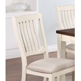 thumbnail image 5 of Contemporary 6pc Dining Set White, Walnut Dining Table w 6x Chairs Slats Back Beige Cushion Seats Kitchen Dining Room Furniture, 5 of 11