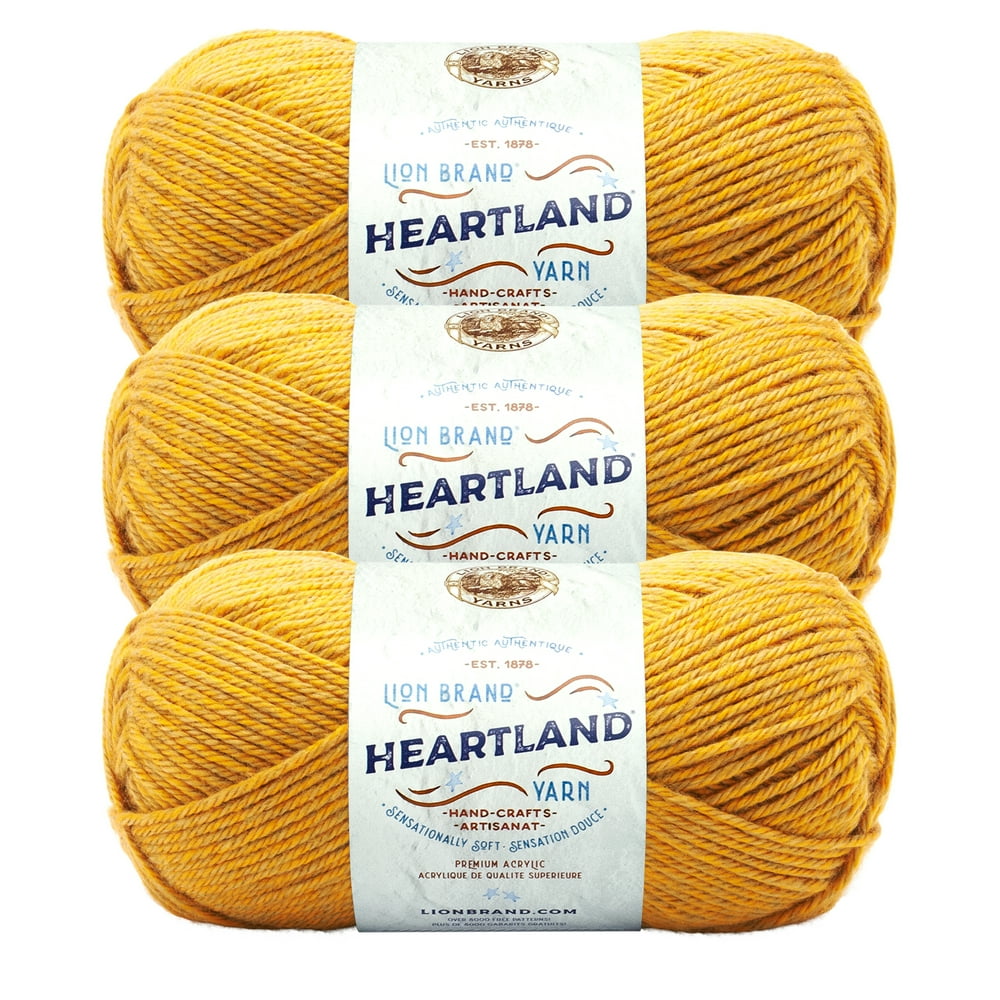 Lion Brand Yarn Heartland Yellowstone Basic Medium Acrylic Yellow Yarn 3 Pack
